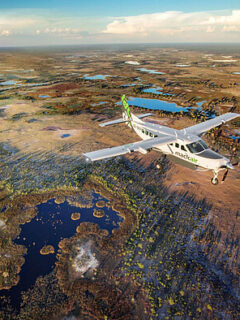 Flug über das Okavango-Delta