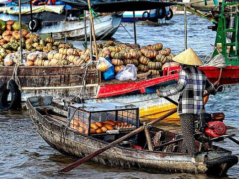 Schwimmender Markt in Can Tho
